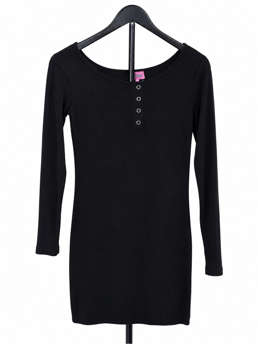 Edikted Black Long-Sleeve Henley mini